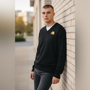 STAR WARS Black Embroidered Logo V-neck Sweater Men’s Size Large NWOT